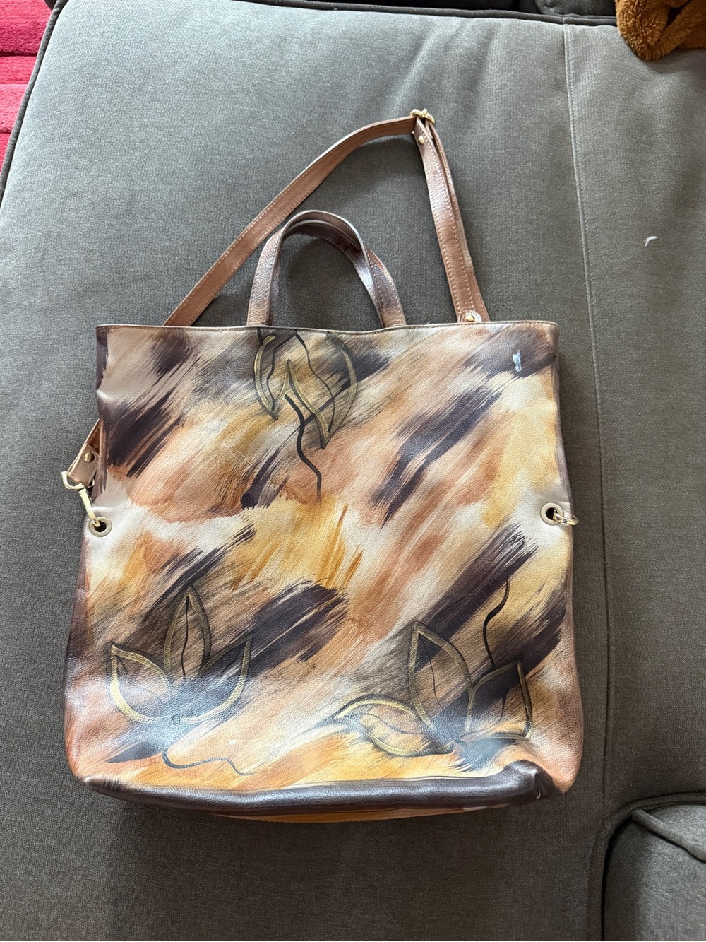 One of Kind Civico 93 Hand-Painted Leather shoulder Bag Purse Hand  15”